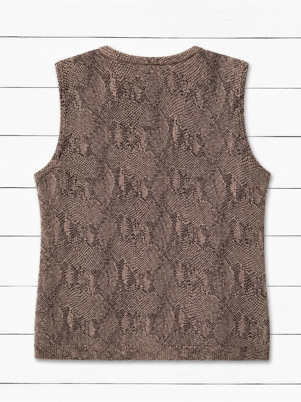 Brown Snakeskin Print Sleeveless Knit Tank Top | Women’s M - Picture 4 of 6